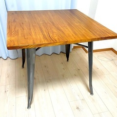 ダイニングテーブル 80cm パイン 木製 スチール脚 正方形 ...
