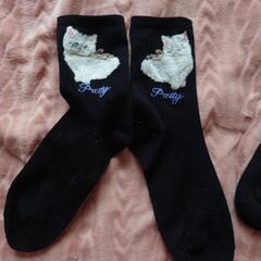 新品未使用 猫ちゃん 黒 靴下