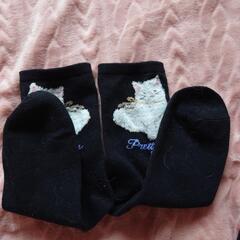 新品未使用 猫ちゃん 黒 靴下の画像