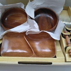 木の食器　サラダボウル＆フォークセット