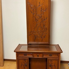 昭和レトロ　鏡台　3面鏡　無垢材