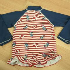 【値下げ】100cmミニーちゃん水着、ラッシュガード　紺の画像