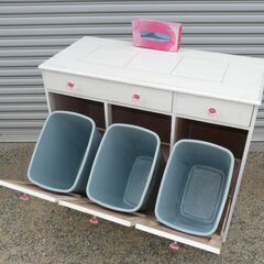 配達先決定🚚　無料配達します🚚定価３万円💖姫系💖3分別ダストボックス💖幅91×奥行41×高さ82㎝💖ペールカウンター💖ごみ箱💖の画像