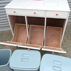 配達先決定🚚　無料配達します🚚定価３万円💖姫系💖3分別ダストボックス💖幅91×奥行41×高さ82㎝💖ペールカウンター💖ごみ箱💖の画像