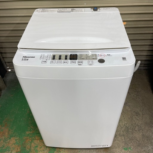 ハイセンス 5．5kg 年式2022年 全自動洗濯機 e angle select 白