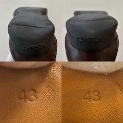 エルメスメンズレザーハイカットシューズ43ハイカットスニーカーカジュアルシューズ茶色ブラウンオレンジバイカラー牛革本革概ね美品の画像