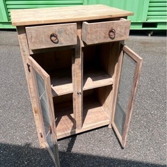 当初よりかなりお値下げ！早い者勝ち！【キャトルセゾン】リサイクルウッド　キャビネット　木製　ディスプレイ棚　飾り棚の画像