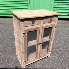 当初よりかなりお値下げ！早い者勝ち！【キャトルセゾン】リサイクルウッド　キャビネット　木製　ディスプレイ棚　飾り棚の画像