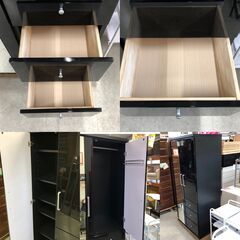 【ジ461】ミラー付きクローゼット 黒 高さ180㎝ （ma）の画像
