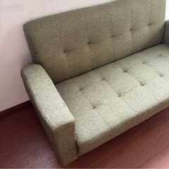 【無料】ソファー　2人がけ　グリーン【差し上げます】の画像