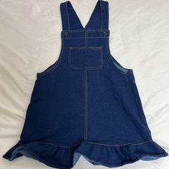 美品130女の子デニムサロペットワンピース