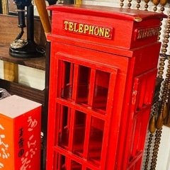 《売約済》【武蔵小山店】  テレフォンボックス テレフォンブース 電話ボックス インテリア雑貨 ディスプレイ雑貨 ロンドン風 レトロ アンティーク風 ビンテージ風 イギリス風 カフェ風什器 店舗什器 おしゃれディスプレイ デコレーション telephone booth telephone box london red british vintage retro display interior decoration uk style store decor propの画像