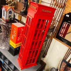 《売約済》【武蔵小山店】  テレフォンボックス テレフォンブース 電話ボックス インテリア雑貨 ディスプレイ雑貨 ロンドン風 レトロ アンティーク風 ビンテージ風 イギリス風 カフェ風什器 店舗什器 おしゃれディスプレイ デコレーション telephone booth telephone box london red british vintage retro display interior decoration uk style store decor propの画像