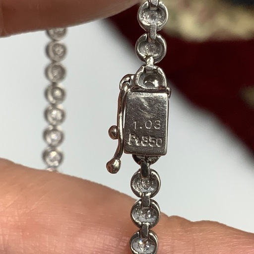 Pt850 テニスブレスレット　9.3g 1.03ct 約18cm