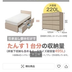 収納付きベットフレーム　ニトリ　セミダブル
　の画像