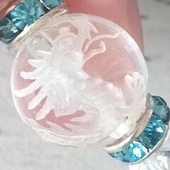 新品　健康　成功　精神　災難　繁栄　邪気祓　龍水晶　蓮彫刻　翡翠　ブレスレットの画像