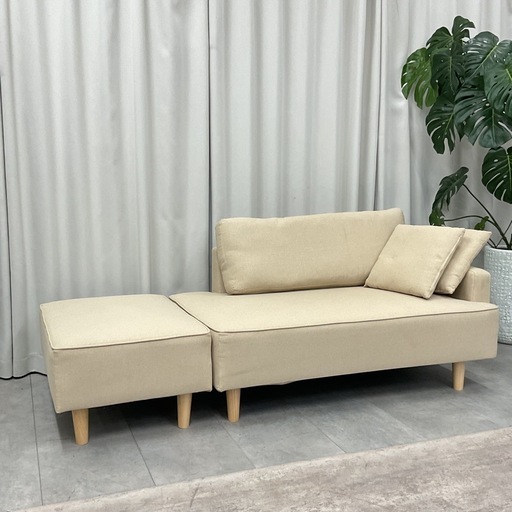 KG-2【新入荷　リサイクル品】カウチソファ2点セット　ベージュ