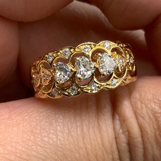 K18 ダイヤモンド　リング　ハートシェイプカット　5.8g 約12号