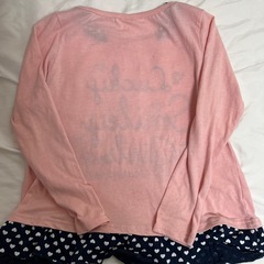 130女の子ピンクハートフリルTシャツの画像