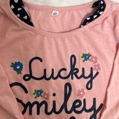 130女の子ピンクハートフリルTシャツの画像
