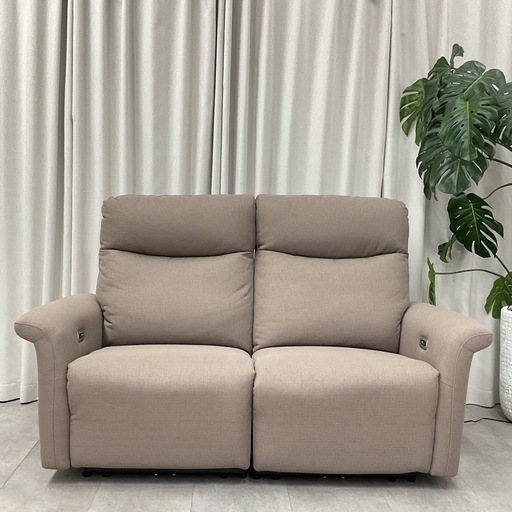 KG-7【新入荷　リサイクル品】YAMADA 撥水ファブリック　両側電動リクライニングソファ　ブラウン系