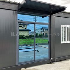 縦長22畳 シャッター・ガラス戸引戸付きｽﾍﾟｼｬﾙ仕様 コンテナ プレハブ ユニットハウス 事務所/倉庫/サロン等の画像