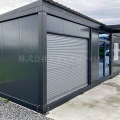 縦長22畳 シャッター・ガラス戸引戸付きｽﾍﾟｼｬﾙ仕様 コンテナ プレハブ ユニットハウス 事務所/倉庫/サロン等の画像