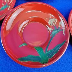 宮崎漆器　茶托　茶道具　５客　花柄の画像
