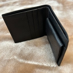 バリー二つ折り財布コンパクトウォレットさいふ小銭入れ有折り畳み財布折りたたみ財布 レザー本革牛革 小銭入れ付きメンズブラック黒色系の画像