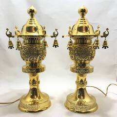 仏具 極楽灯 鈴付き 灯籠 2個セット 中古★K2758Zの画像