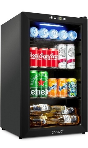 Shelddi 冷蔵庫 75L 透明ガラスドア 幅49cm