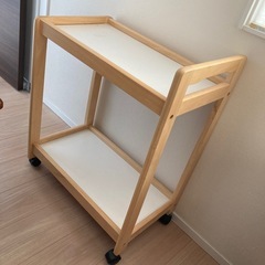 【引渡し決定】キッチンワゴン　ホワイト×木目