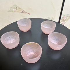 手作りガラス製湯呑み茶碗5客