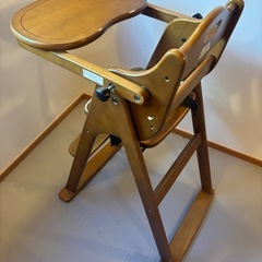 チャイルドハイチェア　木製　折りたたみの画像