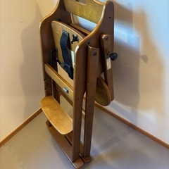 チャイルドハイチェア　木製　折りたたみの画像