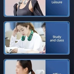 A⭐️新品・未使用⭐️USB充電式ダブルネックファン🟦色：パールホワイト🟦風量調整：5段階調整可能な冷却機能🟦充電量は％表示🟦の画像