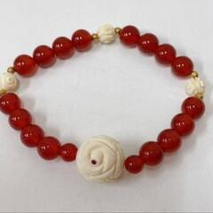 寿♥薔薇 ♦赤瑪瑙 ♦ルビー ♦金♦宝飾♦ブレスレット♦皇后陛下♦半寿記念♦ 特別奉♥祝作品♥ 箱の画像