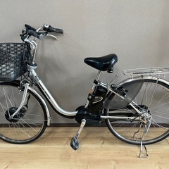 大阪府 Panasonic 電動アシスト自転車 シルバー バッテリー8.9ah