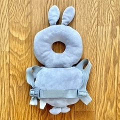 転倒防止クッション　うさぎ　ヘッドガード　ベルト付き　グレー　セーフティークッションの画像