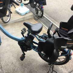 地域限定送料無料　ヤマハ　キッスミニアン　SP　三人乗り　子供乗せ　15,4AH　パウダーブルー　ギュットクルーム　神戸市　電動自転車の画像