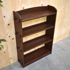 ≪zyt2309ジ≫ ヴィンテージ家具 くさびの本棚 4段 オープンシェルフ/昭和レトロ/古道具/古家具/楔/クサビ/飾り棚/アンティーク/中古家具/宮城県仙台市 70628-02の画像