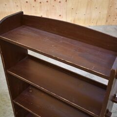 ≪zyt2309ジ≫ ヴィンテージ家具 くさびの本棚 4段 オープンシェルフ/昭和レトロ/古道具/古家具/楔/クサビ/飾り棚/アンティーク/中古家具/宮城県仙台市 70628-02の画像