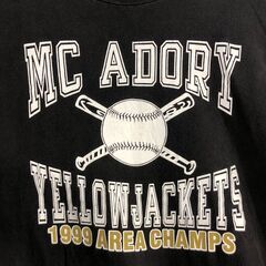 🔷🔶期間限定・特別価格🔶🔷USA製 90s Hanes Tシャツ XL 黒 MC ADORY 野球 イエロージャケッツ 1999 チャンピオンプリント 古着の画像