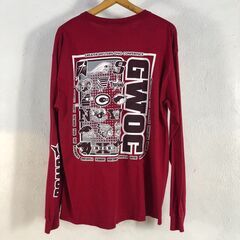 🔷🔶期間限定・特別価格🔶🔷USA製 GILDAN GWOC カレッジプリント 長袖Tシャツ レッド Lサイズ アメリカ古着の画像