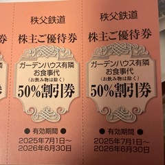 食事代50％割引券　長瀞 ガーデンハウス有隣の画像