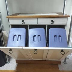 収納付き分別ゴミ箱 キッチンシェルフの画像