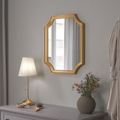 IKEA イケア　SVANSELE スヴァンセーレ ミラー, ゴールドカラー, 53x63 cm　卓上ミラー、インテリアミラー、鏡、ゴールドフレームの画像