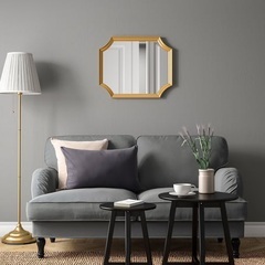 IKEA イケア　SVANSELE スヴァンセーレ ミラー, ゴールドカラー, 53x63 cm　卓上ミラー、インテリアミラー、鏡、ゴールドフレームの画像