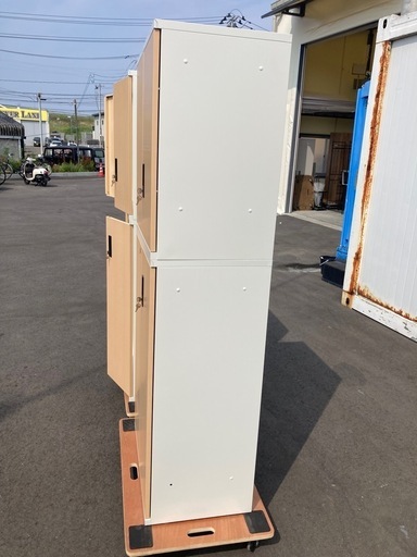 【OF-47】定価約6万　Plus プラス フラットラインストレージシリーズ 上下セット書庫 キャビネット ホワイトスチール×メープル