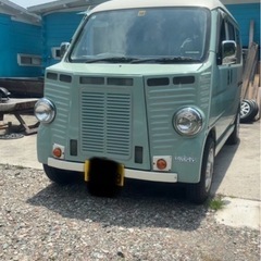 ホンダアクティベース　フレンチバス　ブルーグレー　キッチンカーベ...